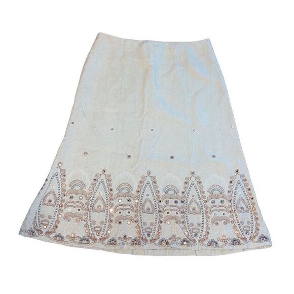 Vintage Requirements Size 6 Linen Blend Bohemian Embroidered Skirt - Picture 1 of 5